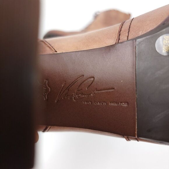 Vince Camuto Signature Hansel Tan Patina Heeled Lace Up Boots Women's 8.5 Brown - Picture 10 of 10